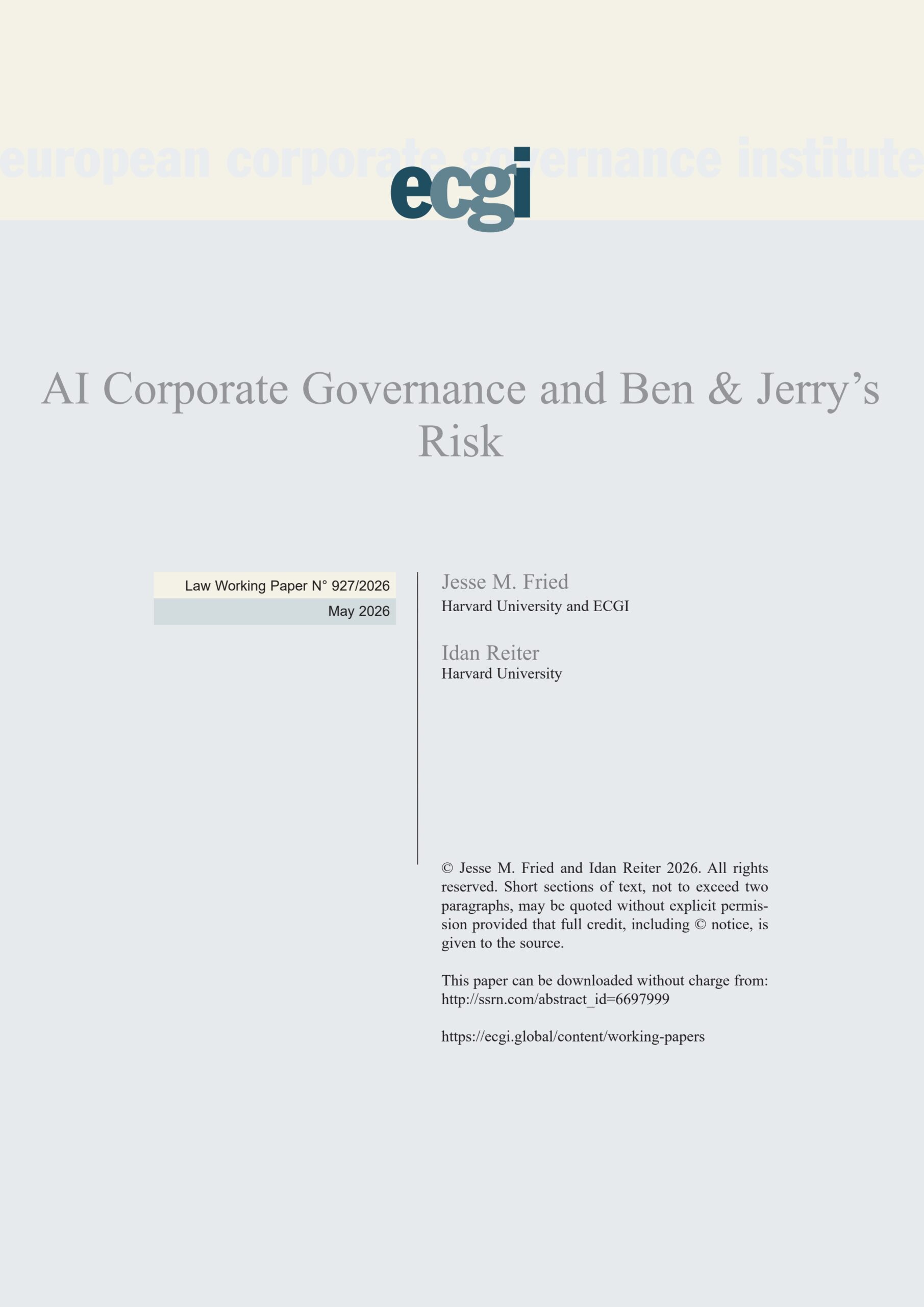 AI corporate governance and Ben & Jerry’s risk