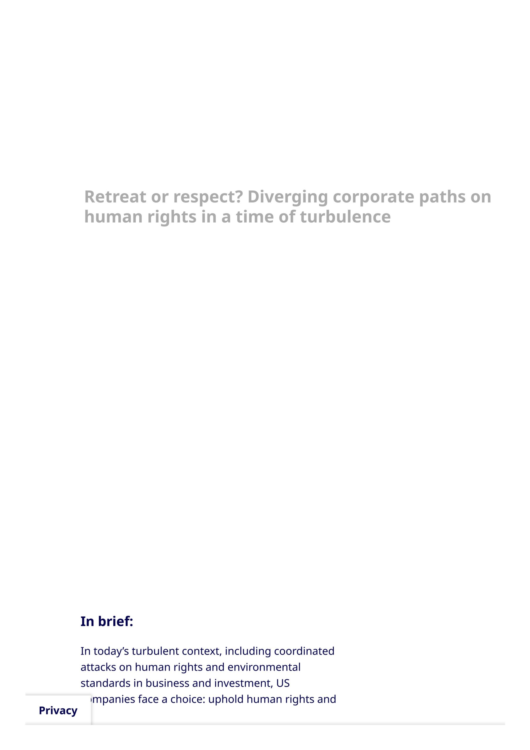 Retreat or respect? Diverging corporate paths on human rights in a time of turbulence
