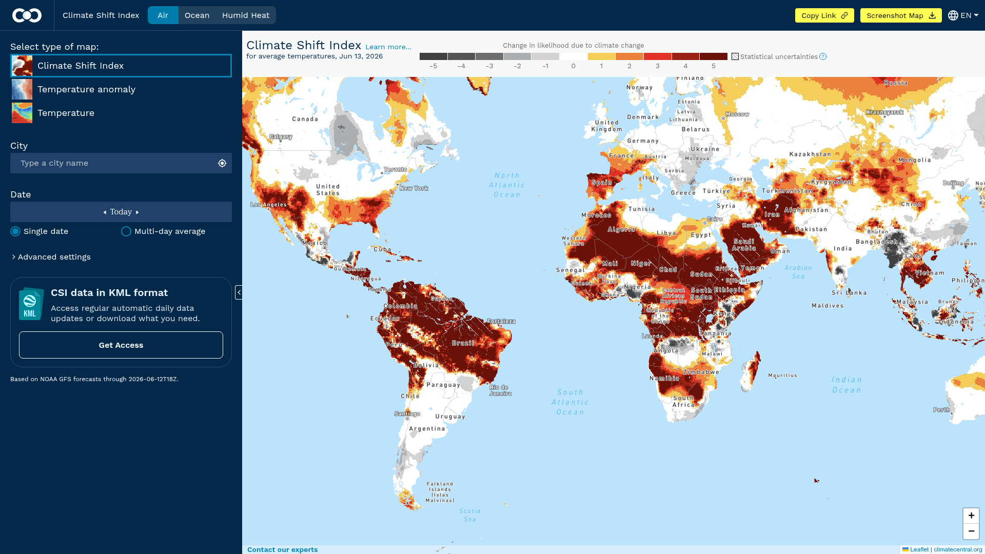 Climate Shift Index Global Map