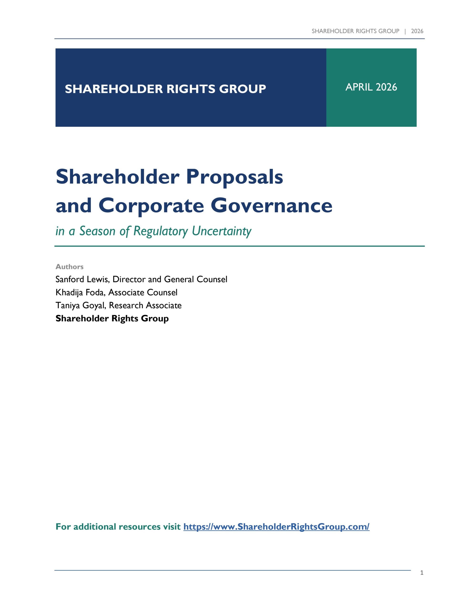 Shareholder proposals and corporate governance in a season of regulatory uncertainty