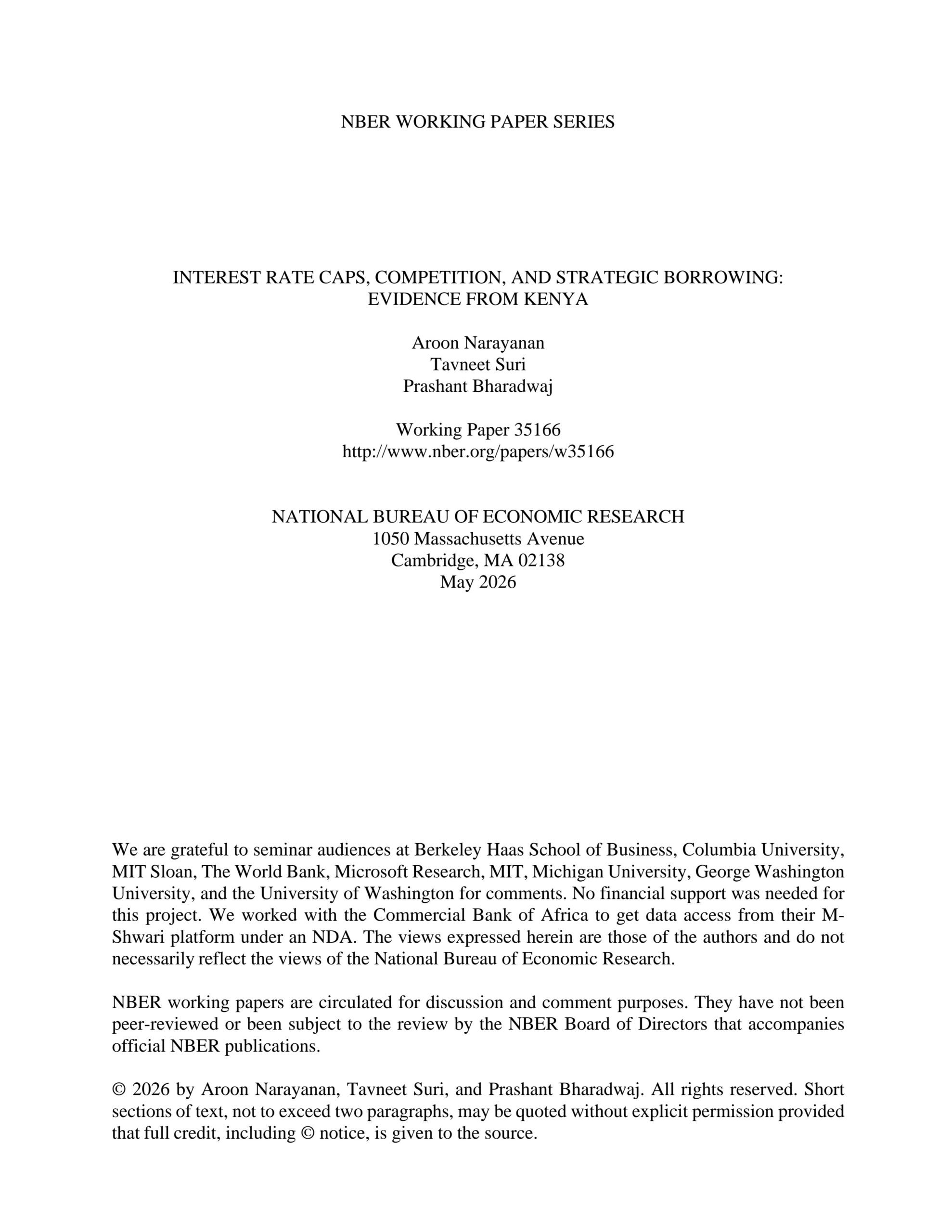 Interest rate caps, competition, and strategic borrowing: Evidence from Kenya