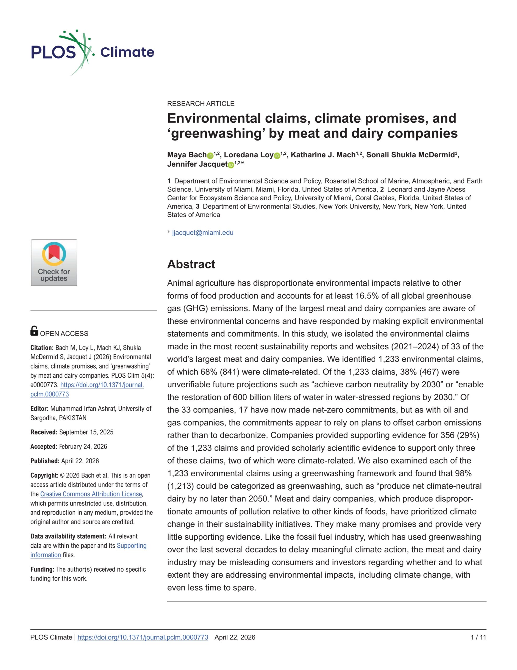 Environmental claims, climate promises, and ‘greenwashing’ by meat and dairy companies