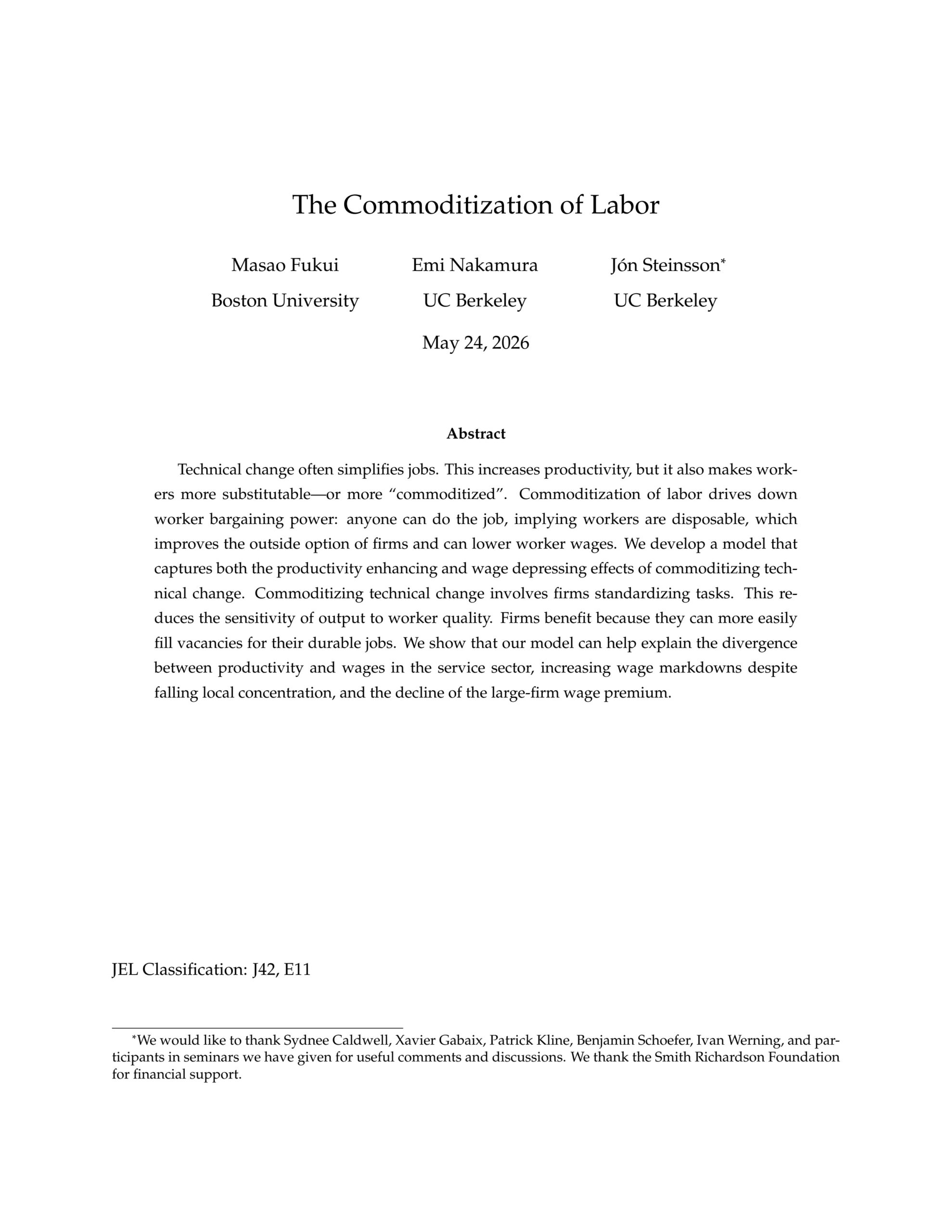 The commoditization of labor