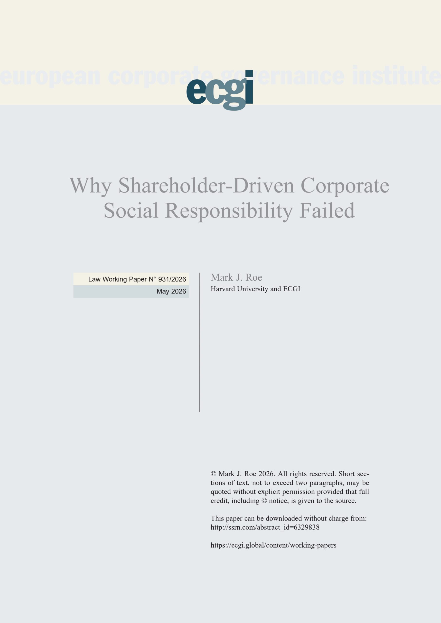 Why shareholder-driven corporate social responsibility failed