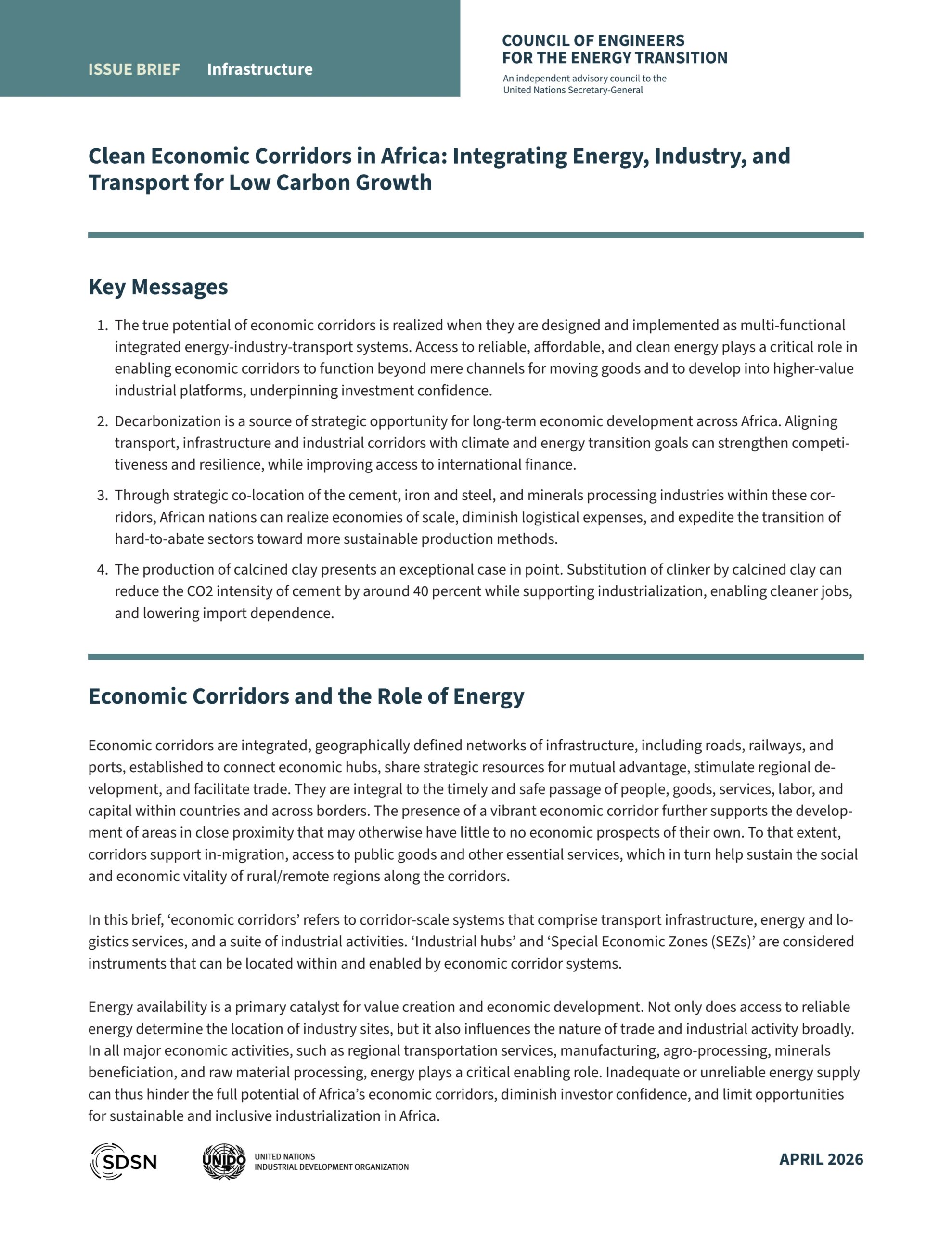 Clean economic corridors in Africa: Integrating energy, industry, and transport for low carbon growth