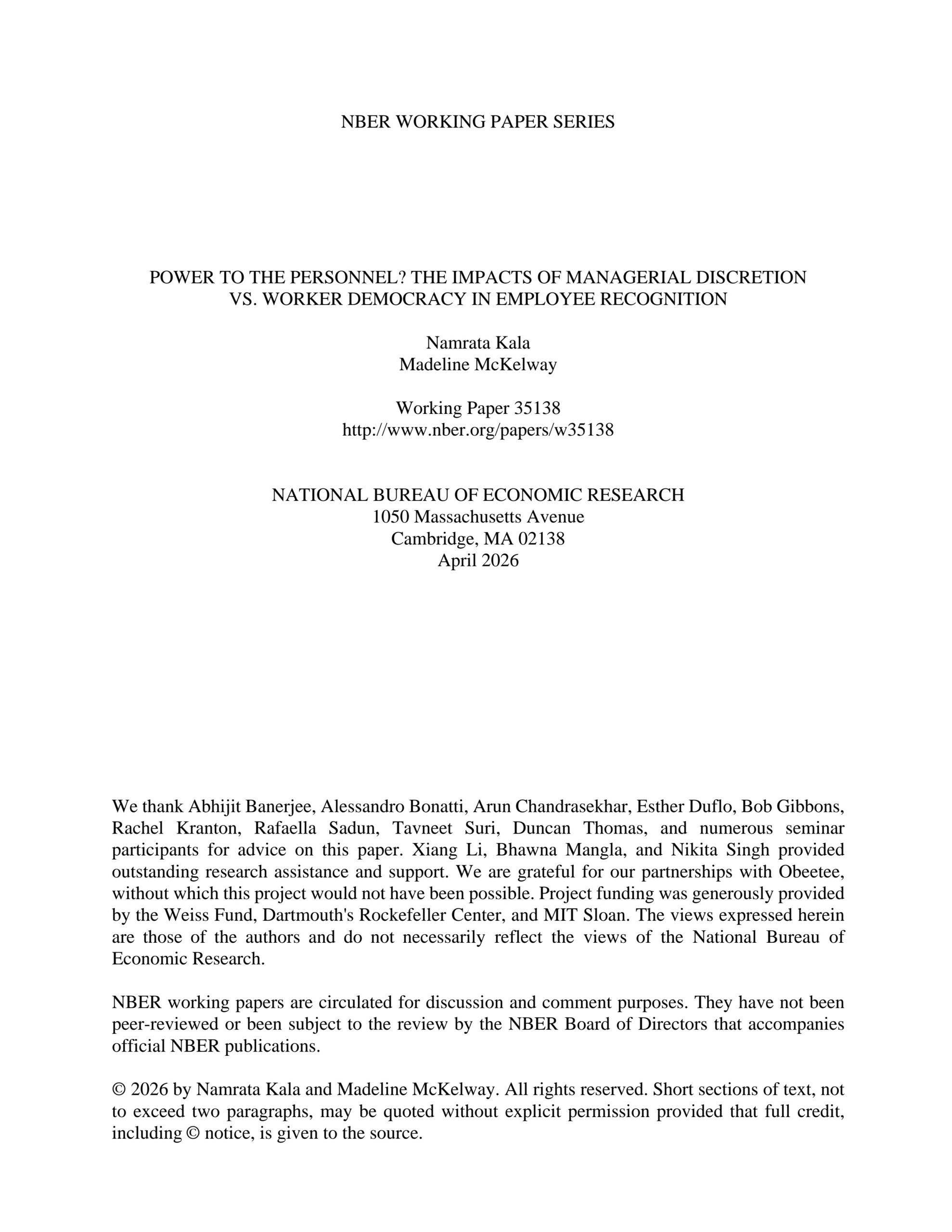 Power to the personnel? The impacts of managerial discretion vs. worker democracy in employee recognition