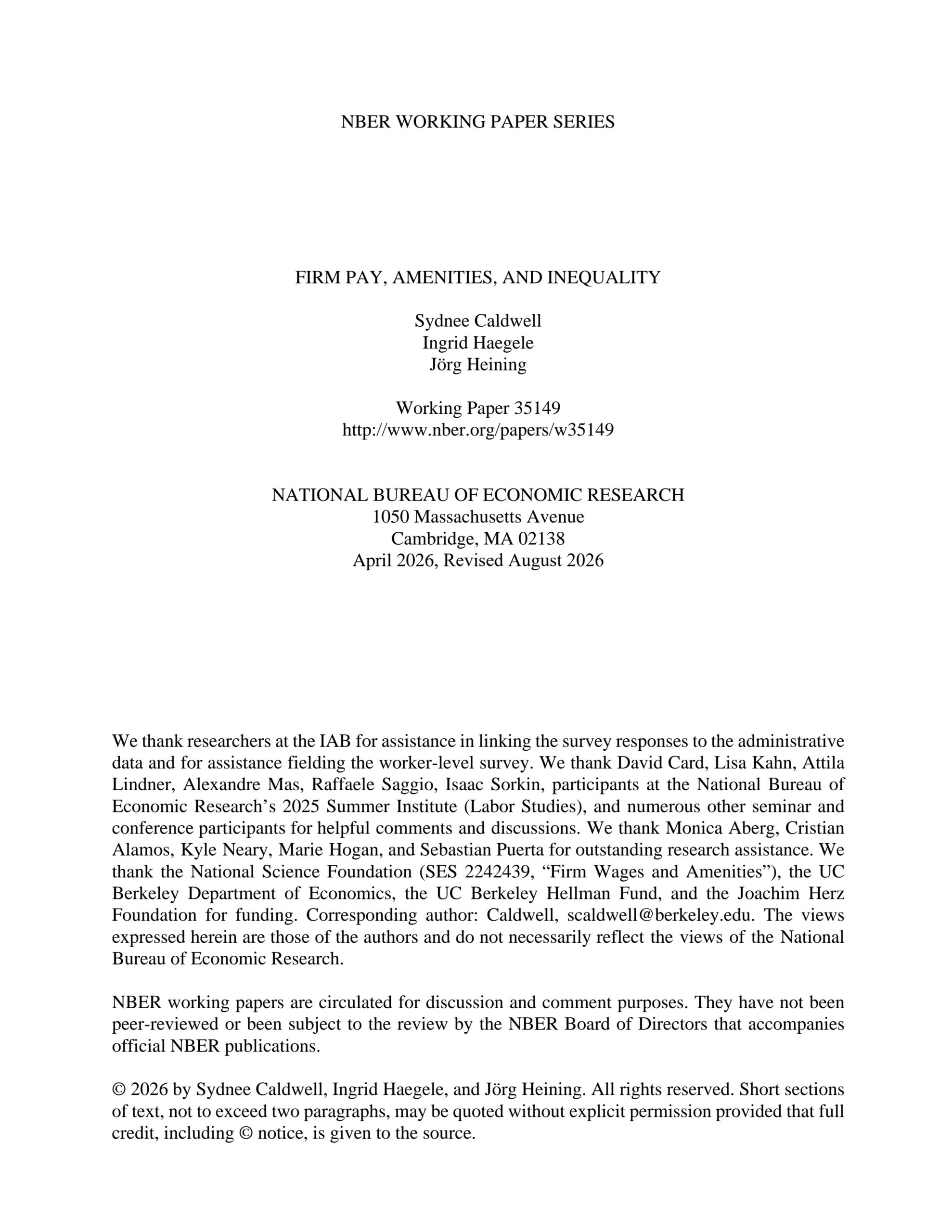 Firm pay, amenities, and inequality