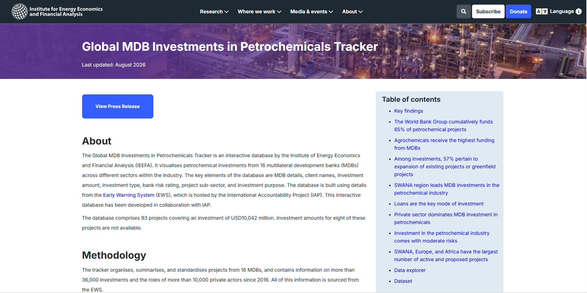 Global MDB Investments in Petrochemicals Tracker