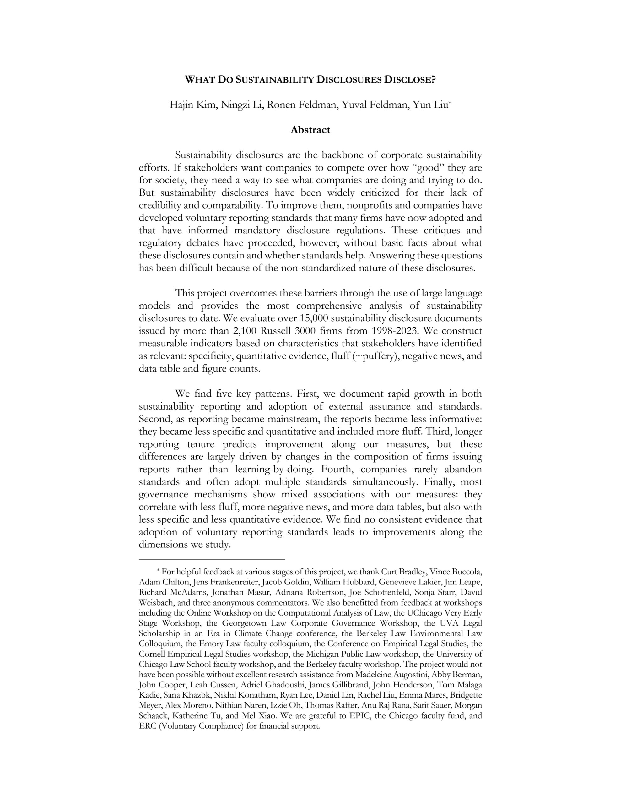 What do sustainability disclosures disclose?