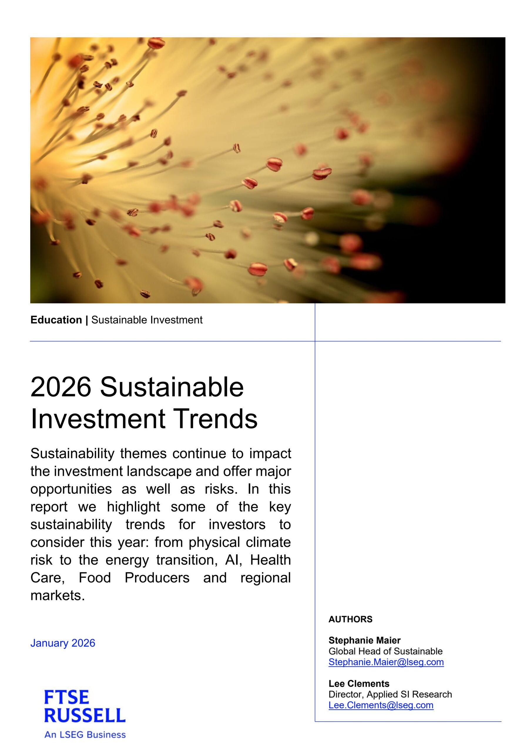2026 Sustainable investment trends