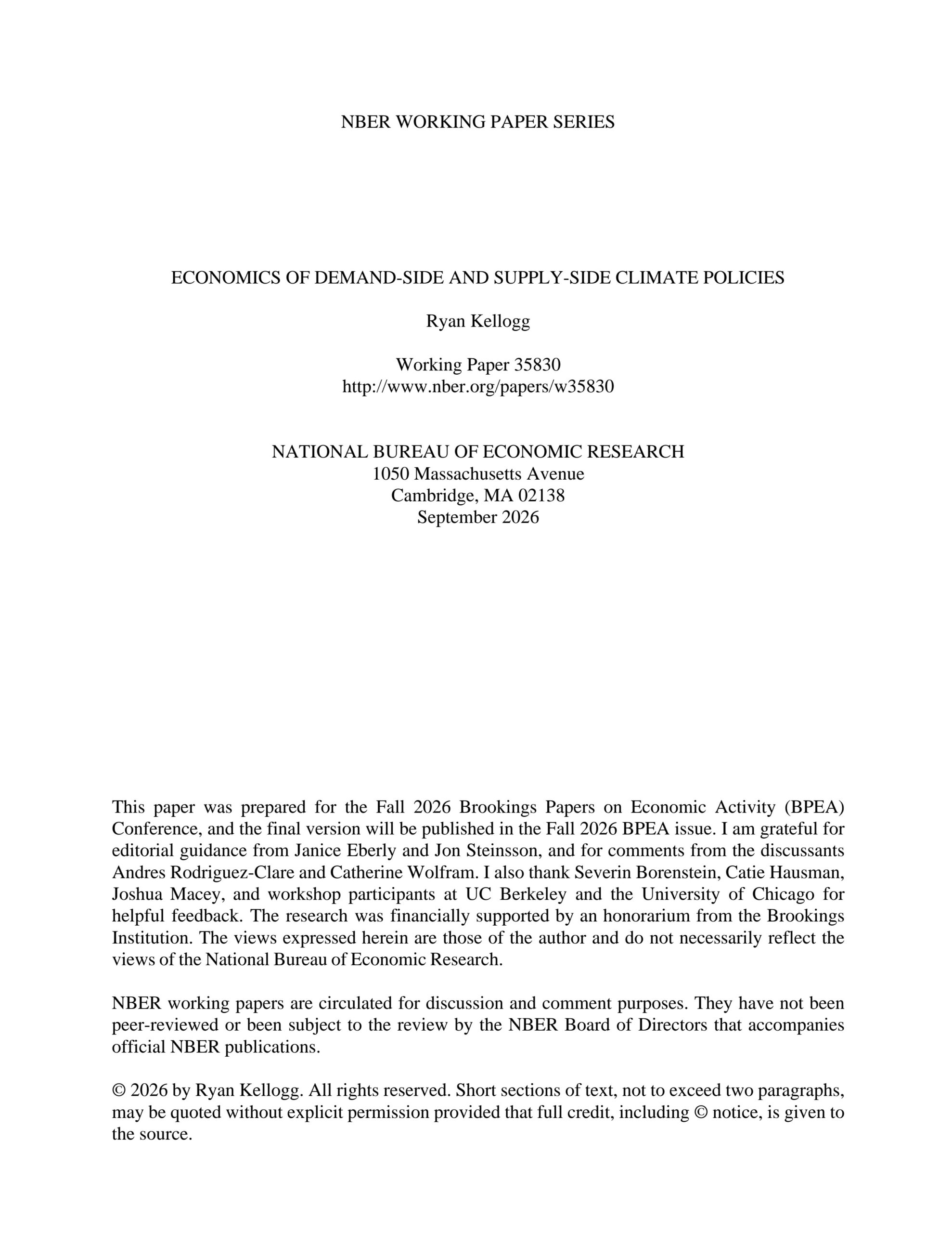 Economics of demand-side and supply-side climate policies