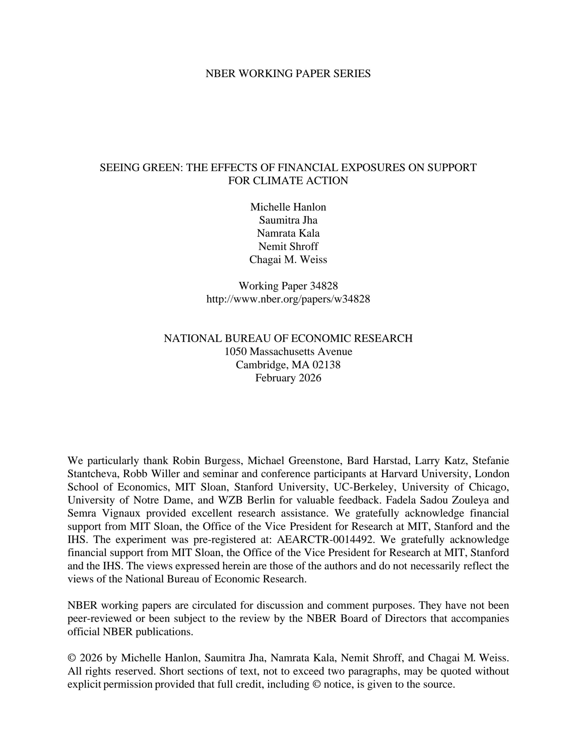 Seeing green: The effects of financial exposures on support for climate action