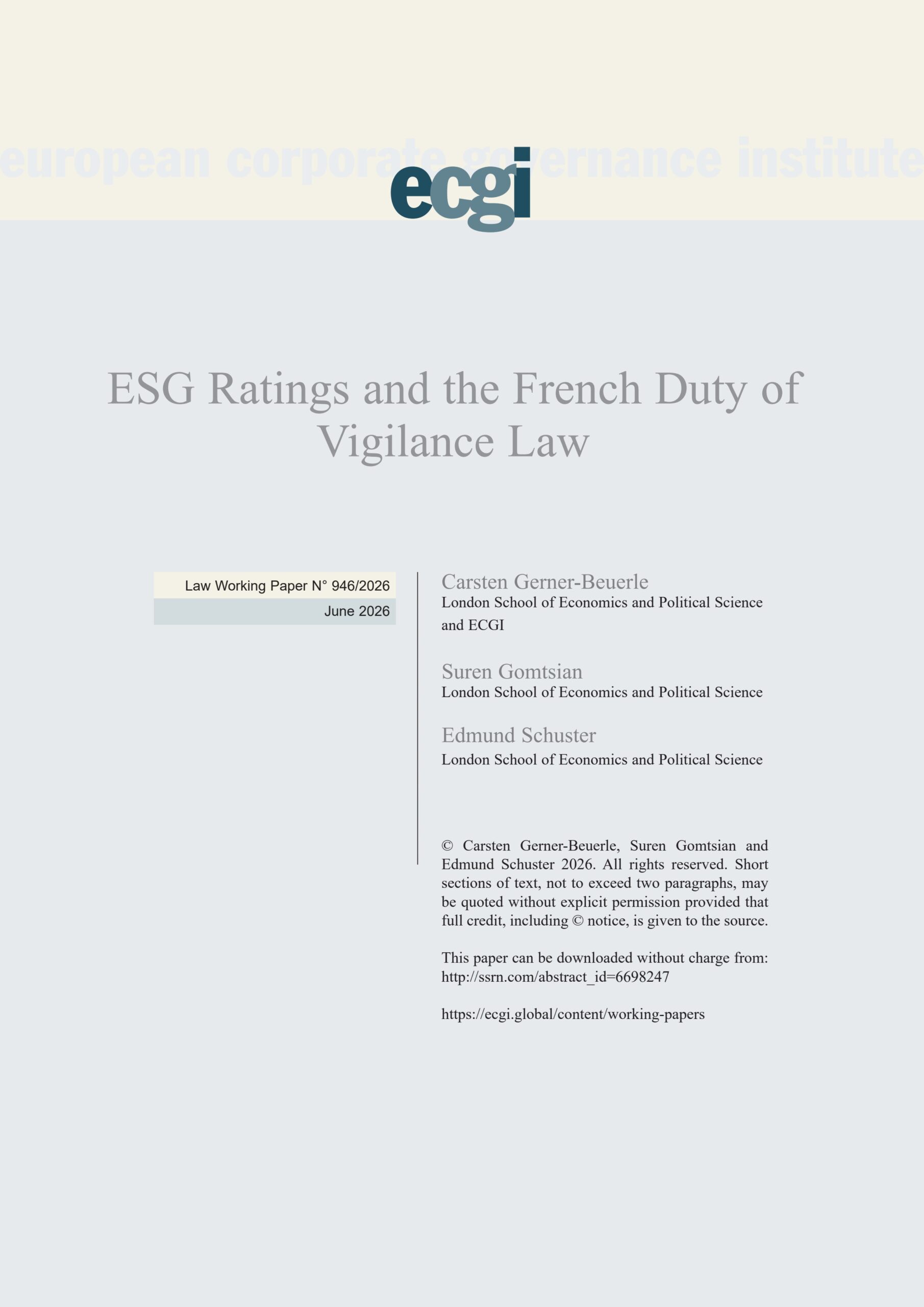 ESG ratings and the French Duty of Vigilance Law