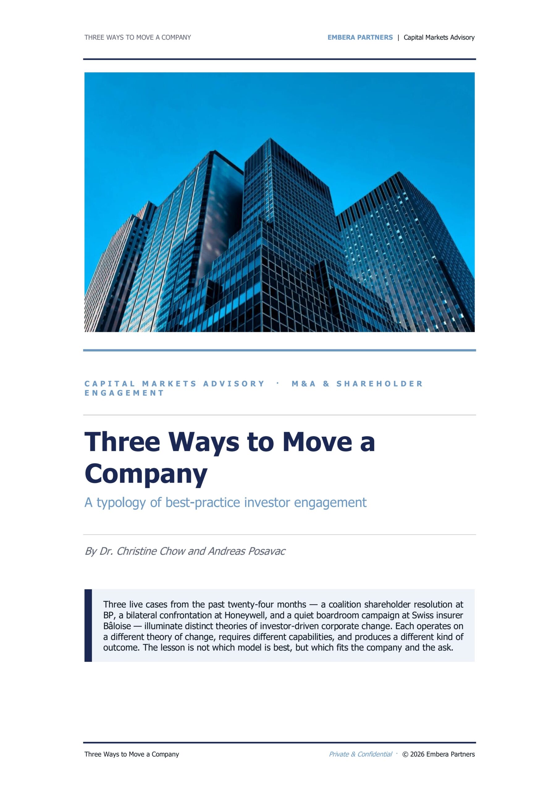 Three ways to move a company: A typology of best-practice investor engagement