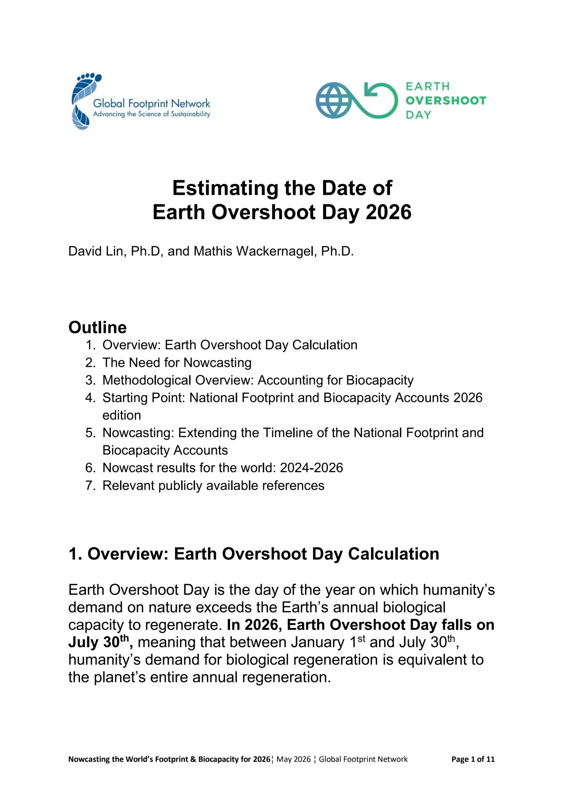Estimating the date of Earth Overshoot Day 2026