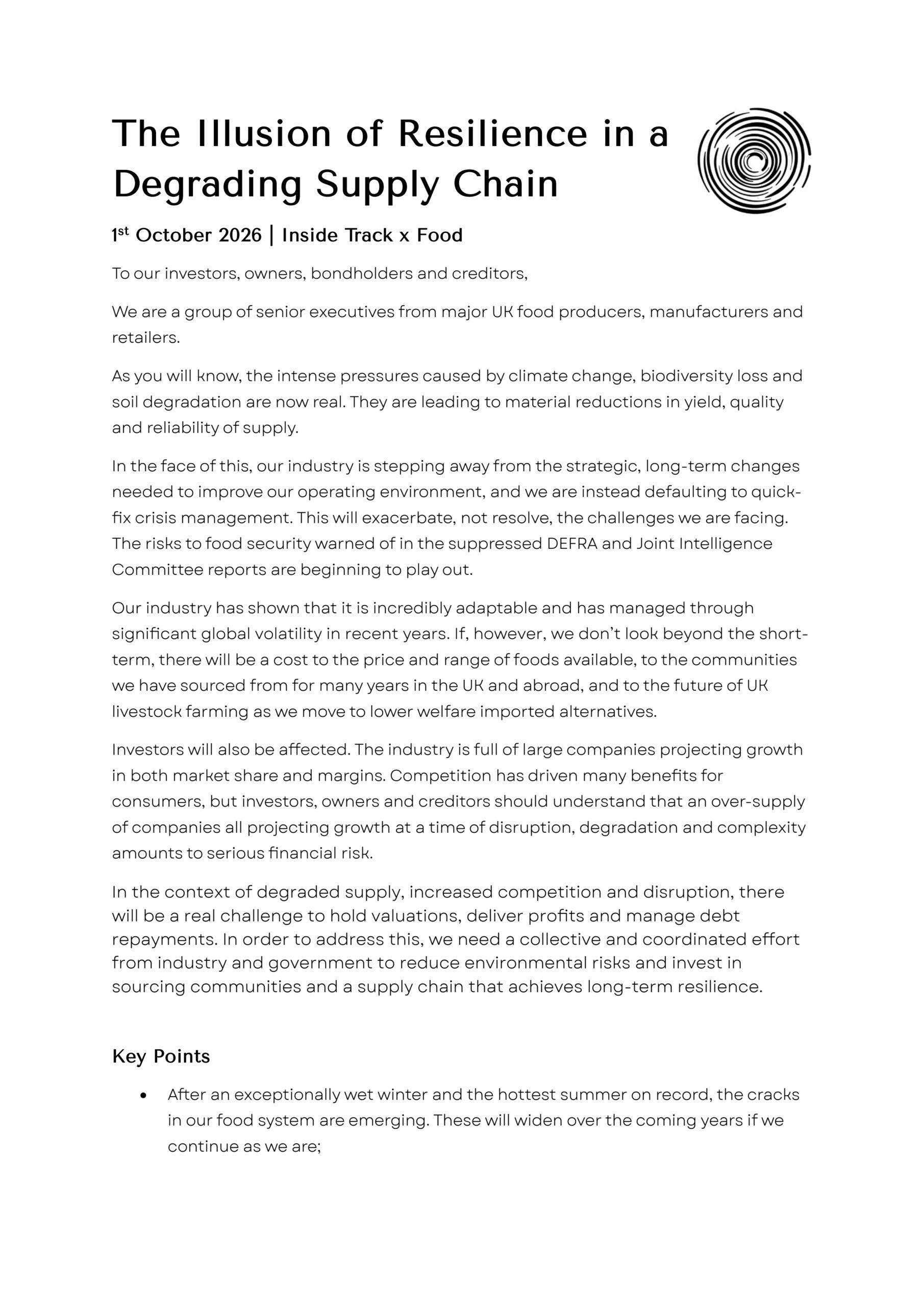 The illusion of resilience in a degrading supply chain