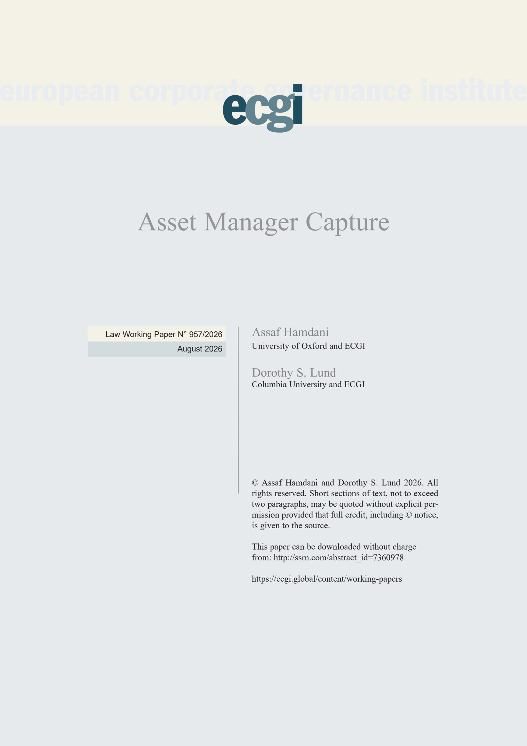 Asset manager capture