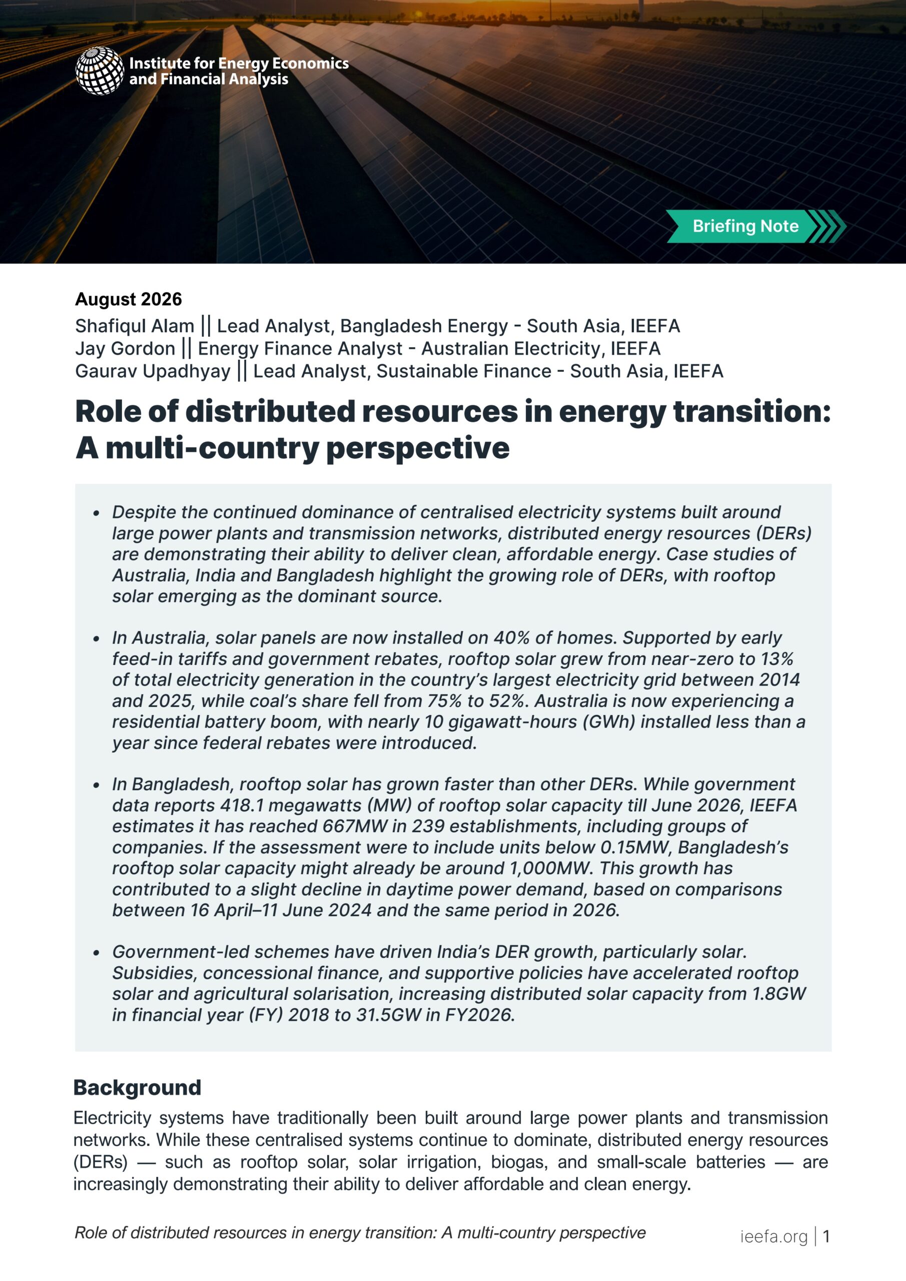 Role of distributed resources in energy transition: A multi-country perspective