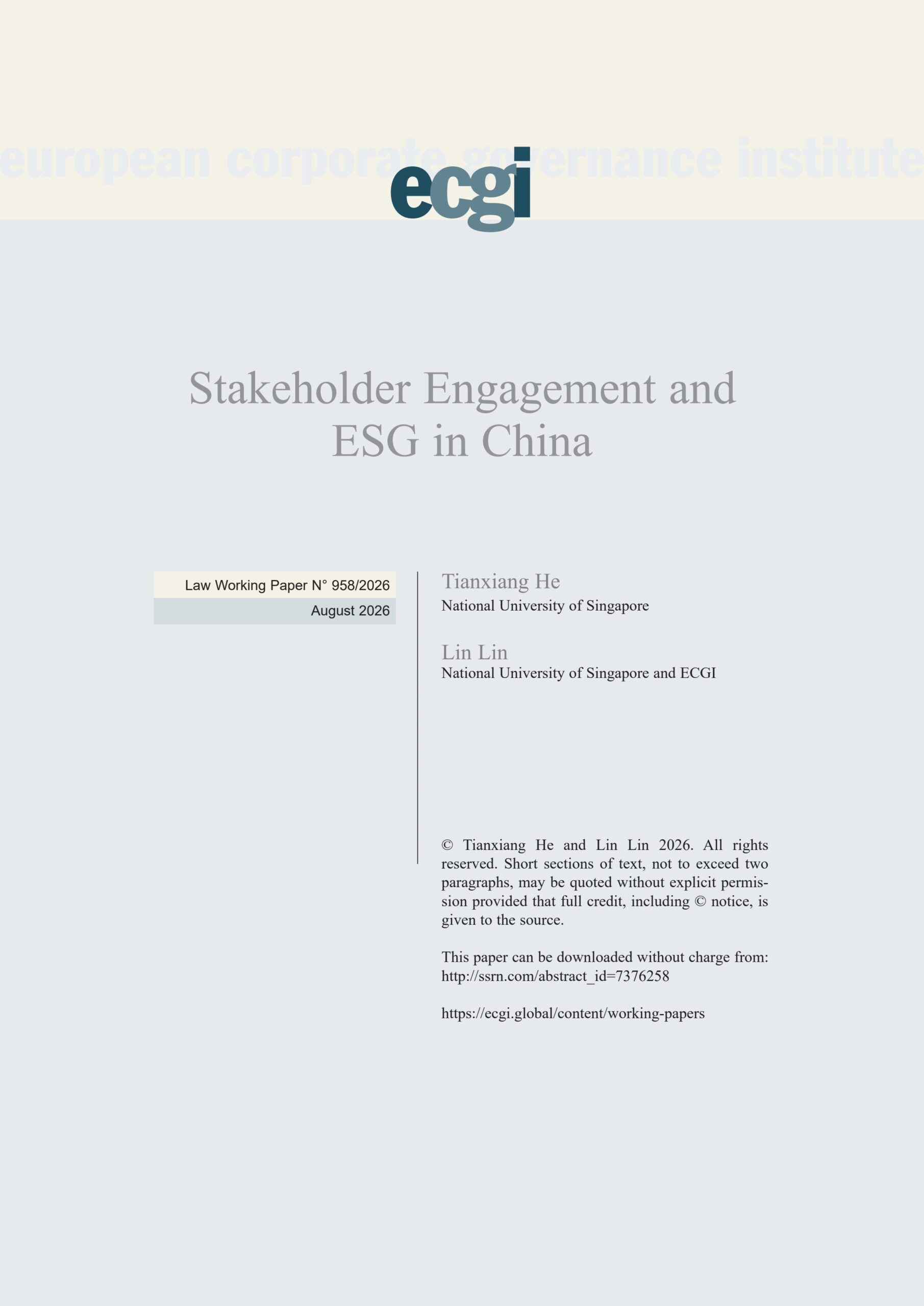 Stakeholder engagement and ESG in China
