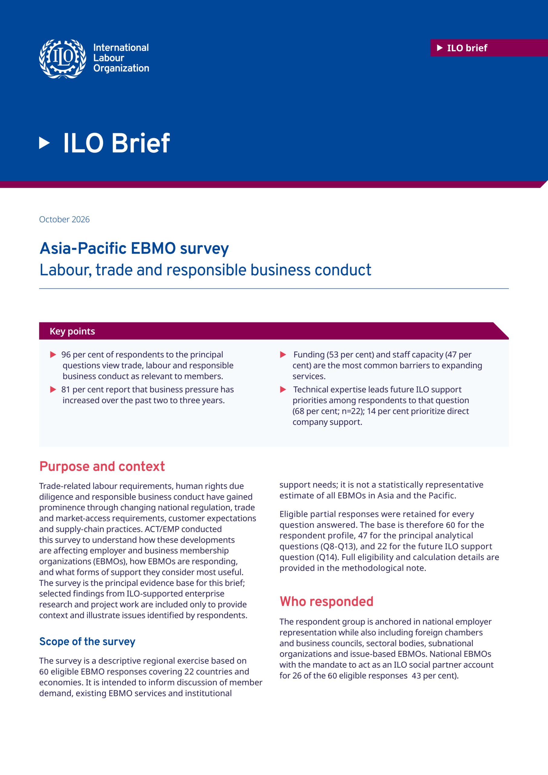 Asia-Pacific EBMO survey: Labour, trade and responsible business conduct