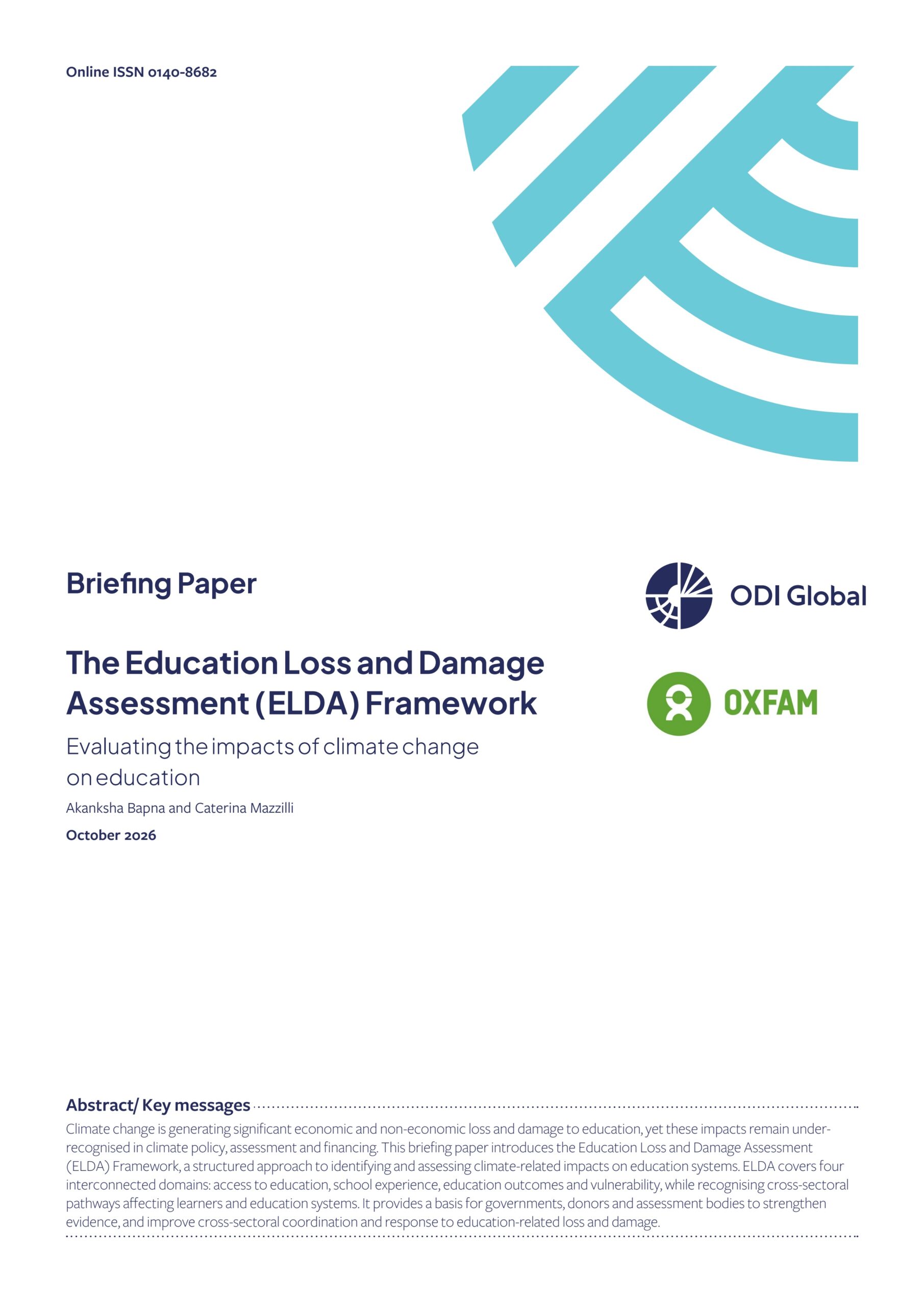 The Education Loss and Damage Assessment (ELDA) Framework: Evaluating the impacts of climate change on education