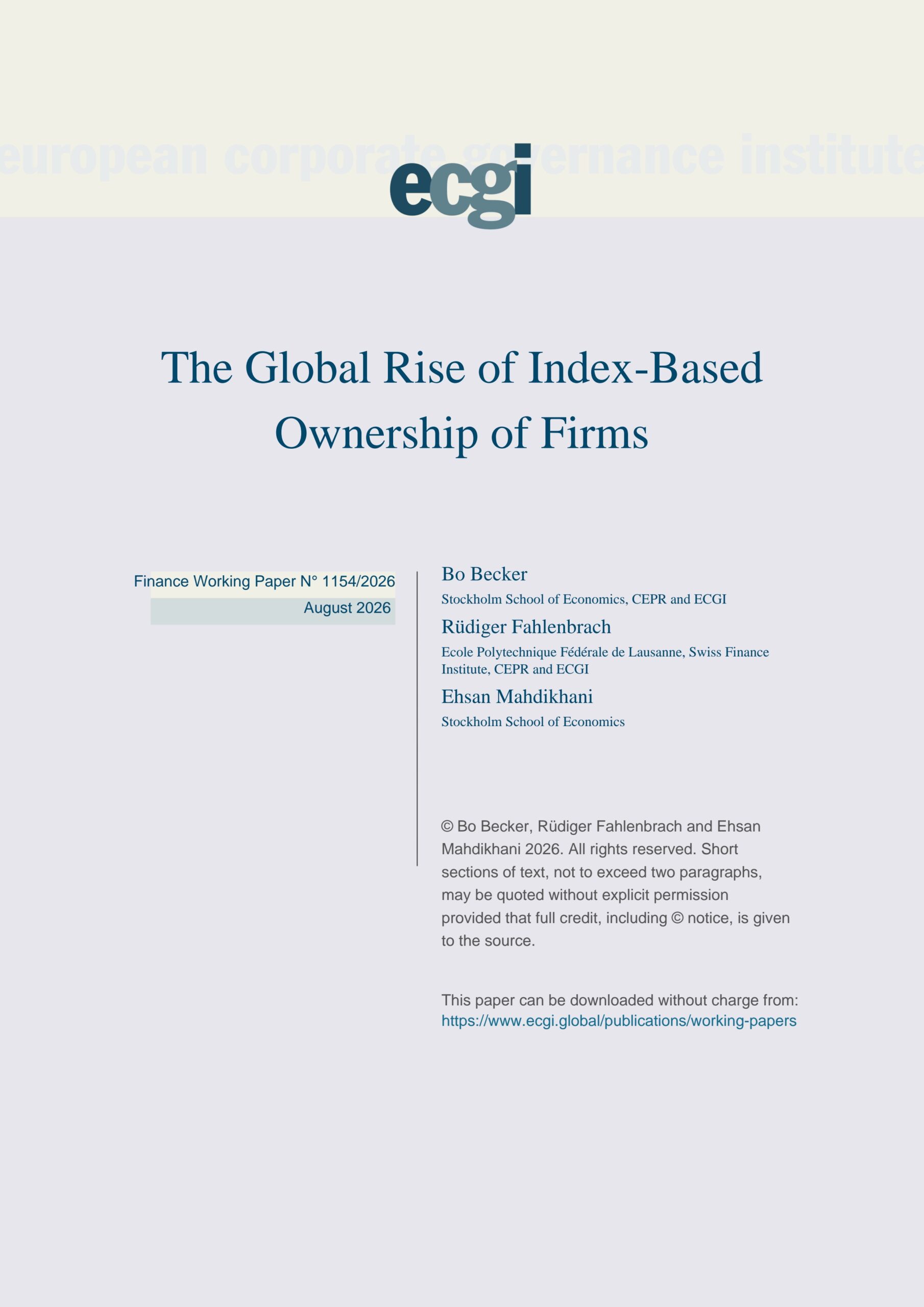The global rise of index-based ownership of firms
