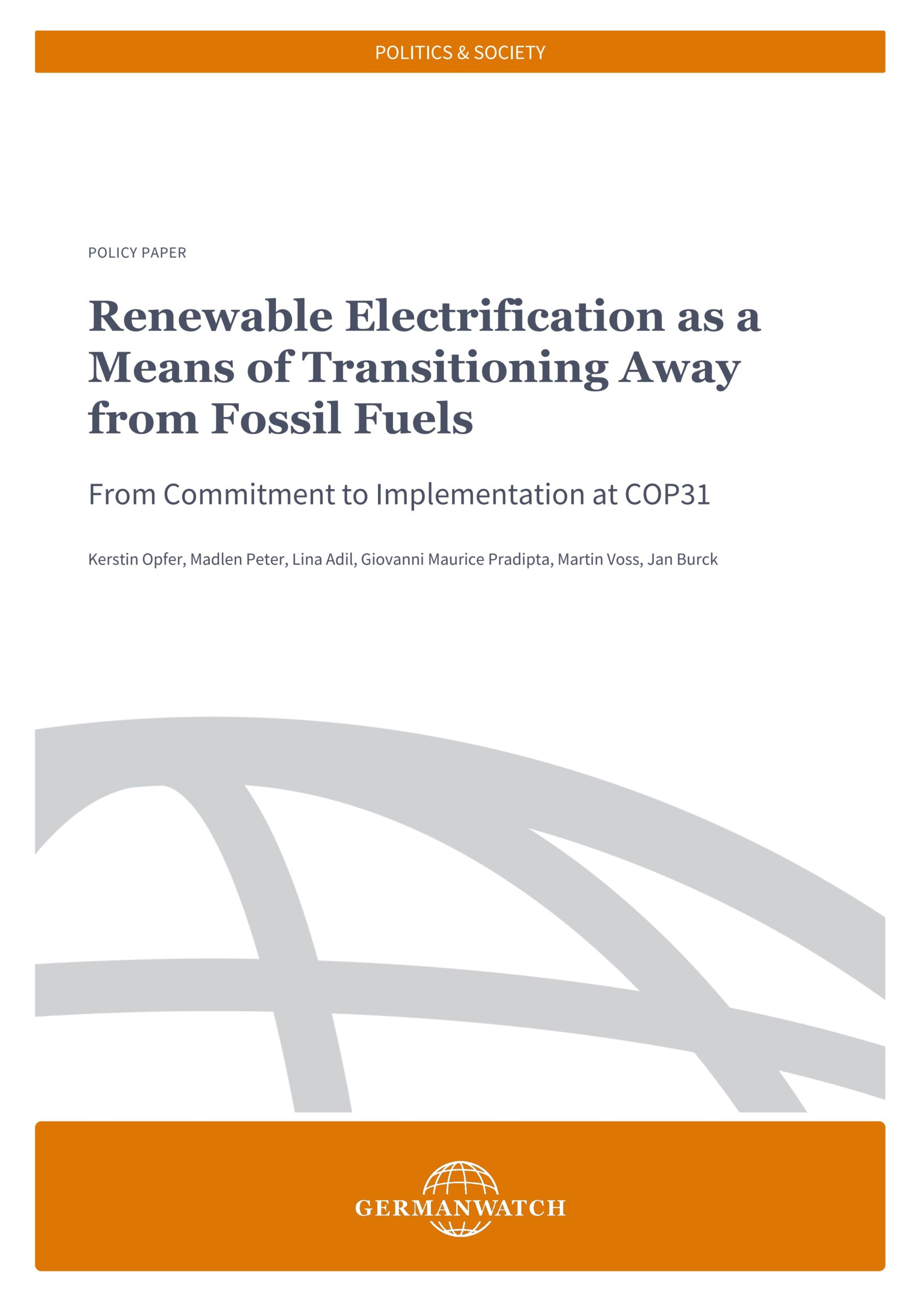 Renewable electrification as a means of transitioning away from fossil fuels: From commitment to implementation at COP31