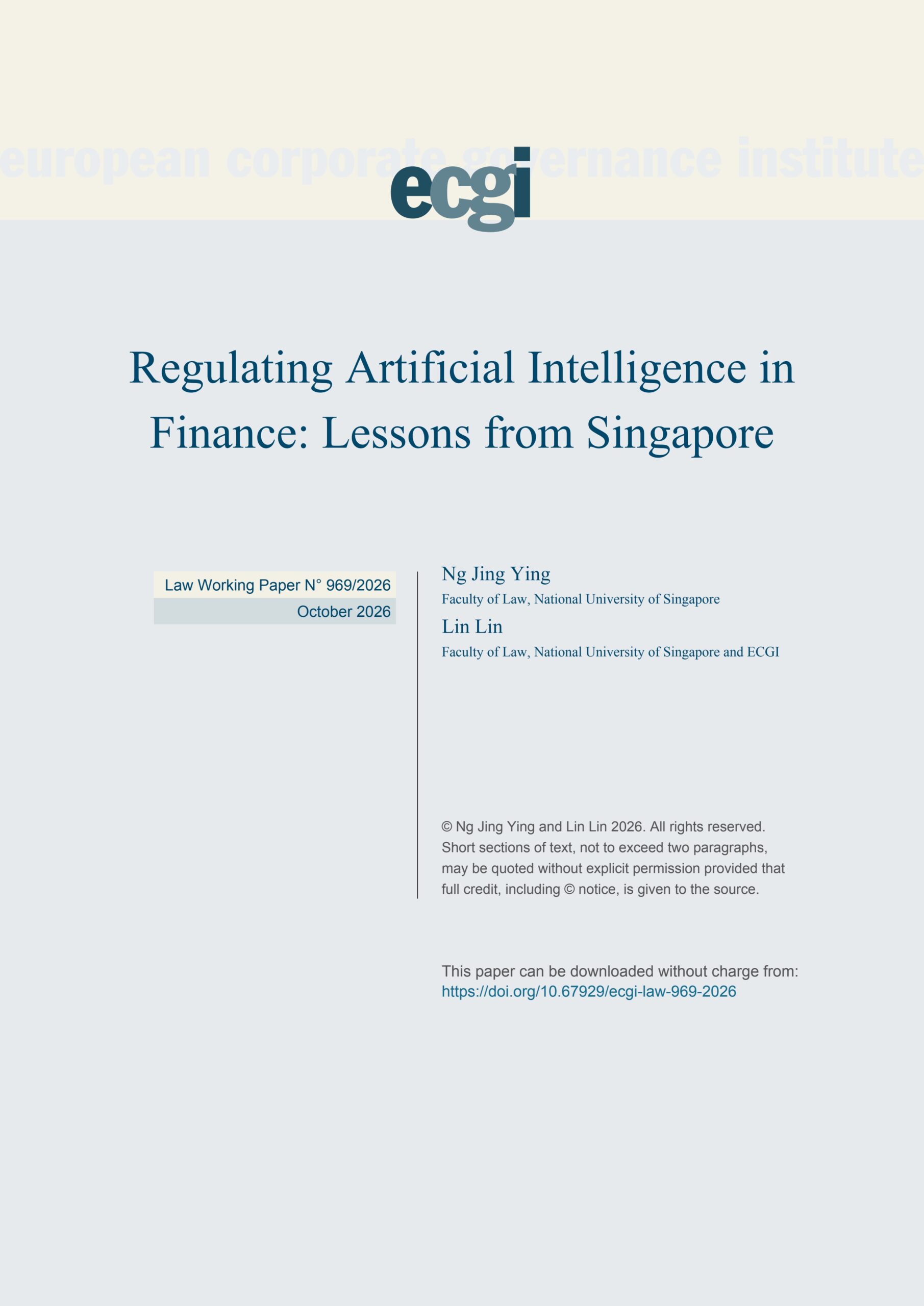 Regulating artificial intelligence in finance: Lessons from Singapore