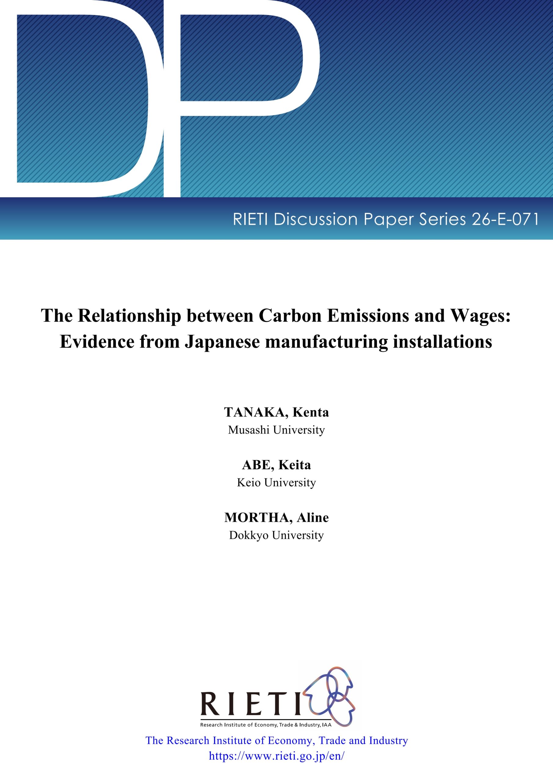 The relationship between carbon emissions and wages: Evidence from Japanese manufacturing installations