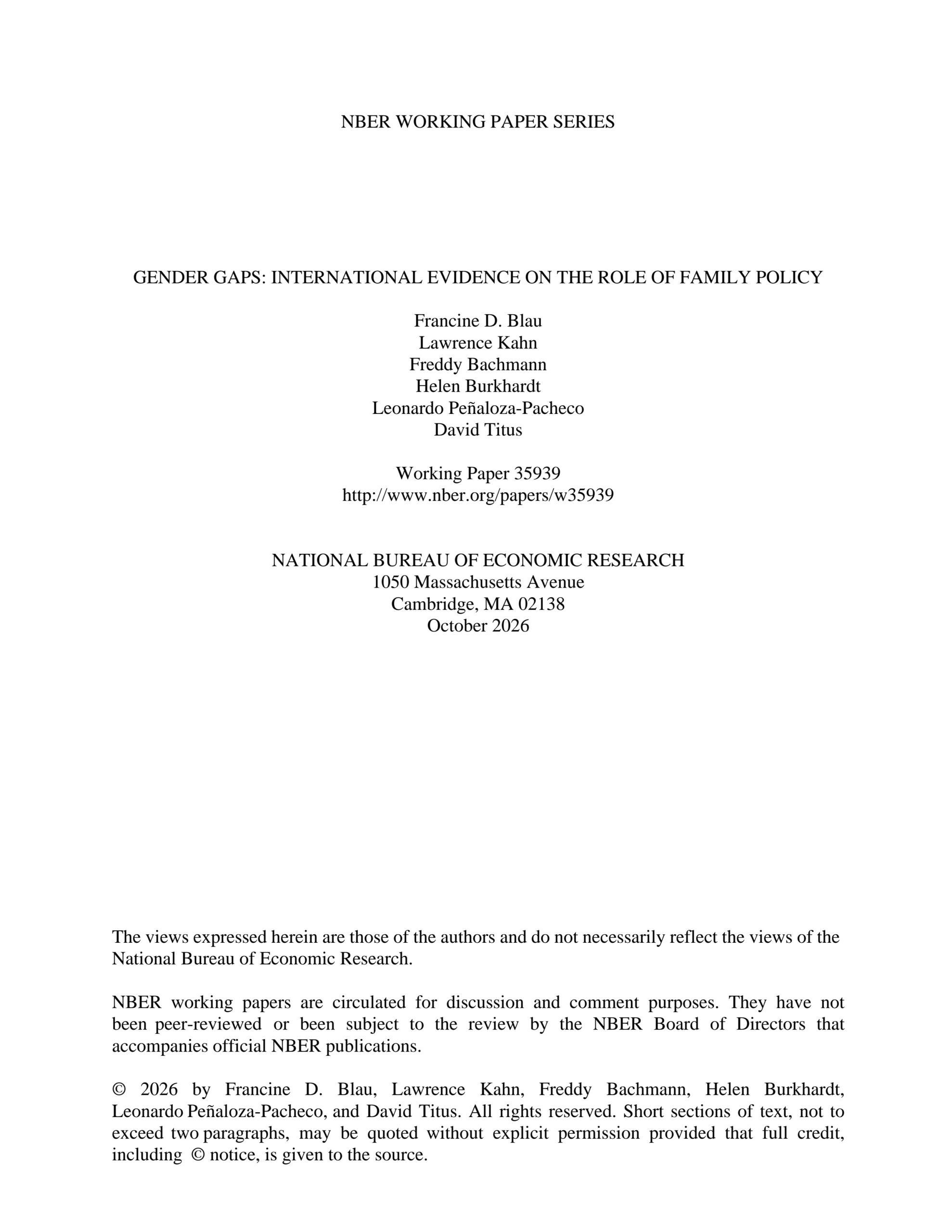 Gender gaps: International evidence on the role of family policy
