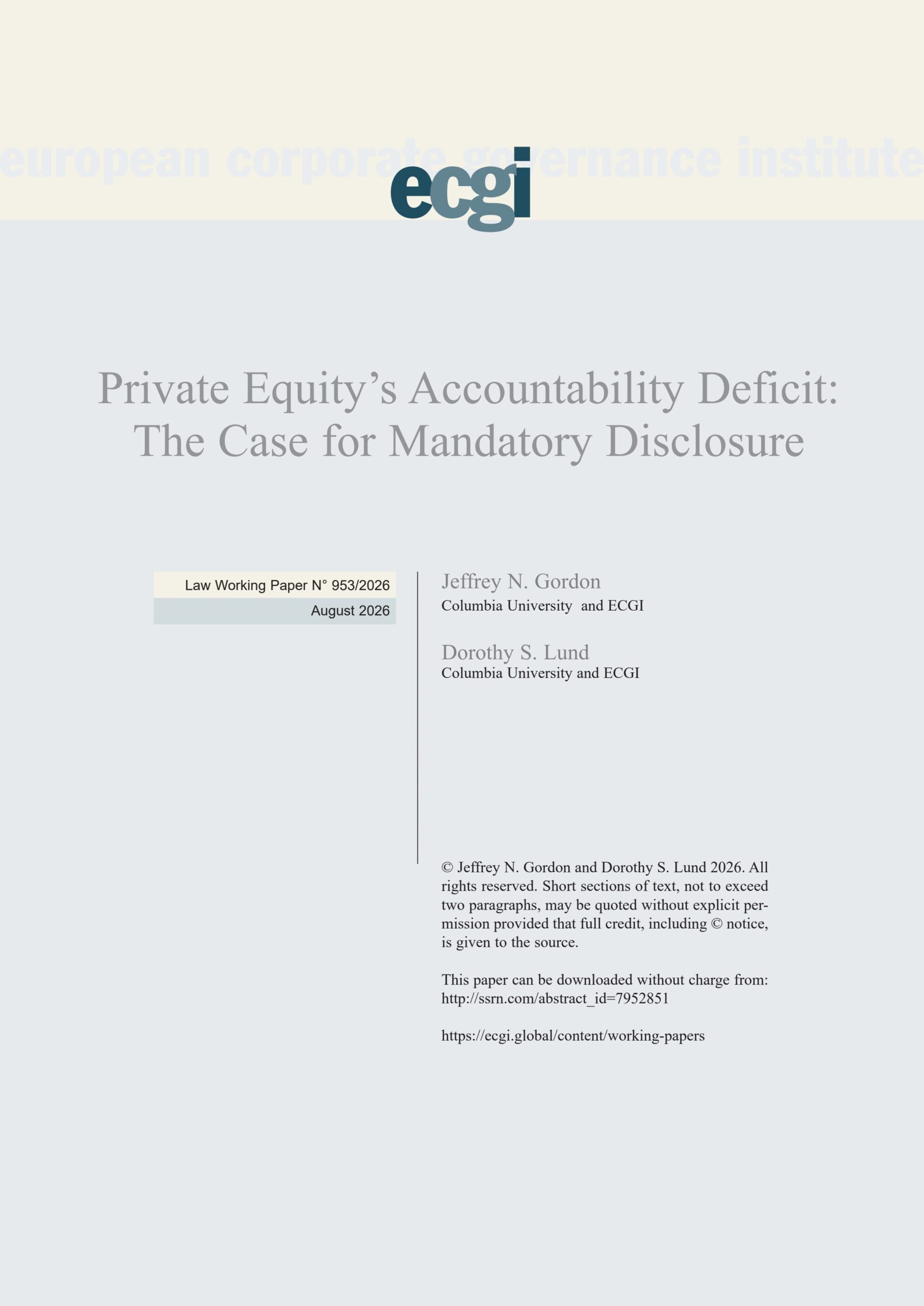 Private equity’s accountability deficit: The case for mandatory disclosure