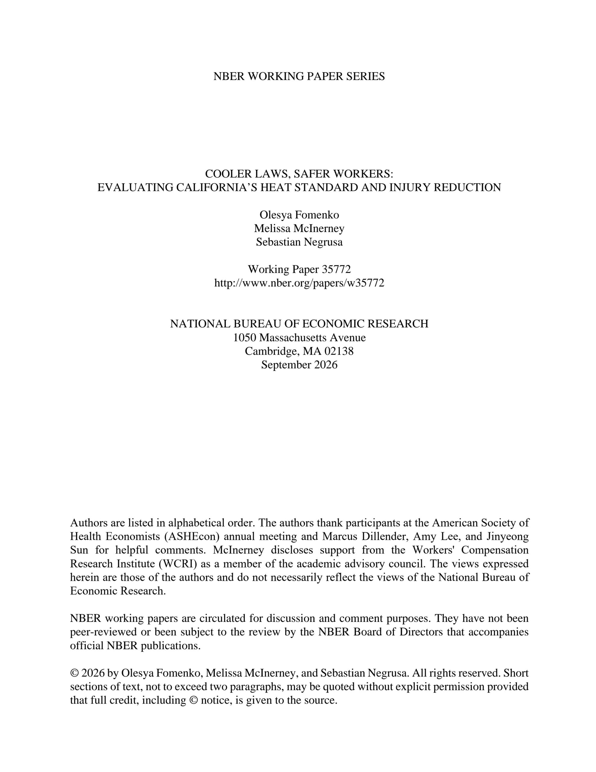 Cooler laws, safer workers: Evaluating California’s heat standard and injury reduction