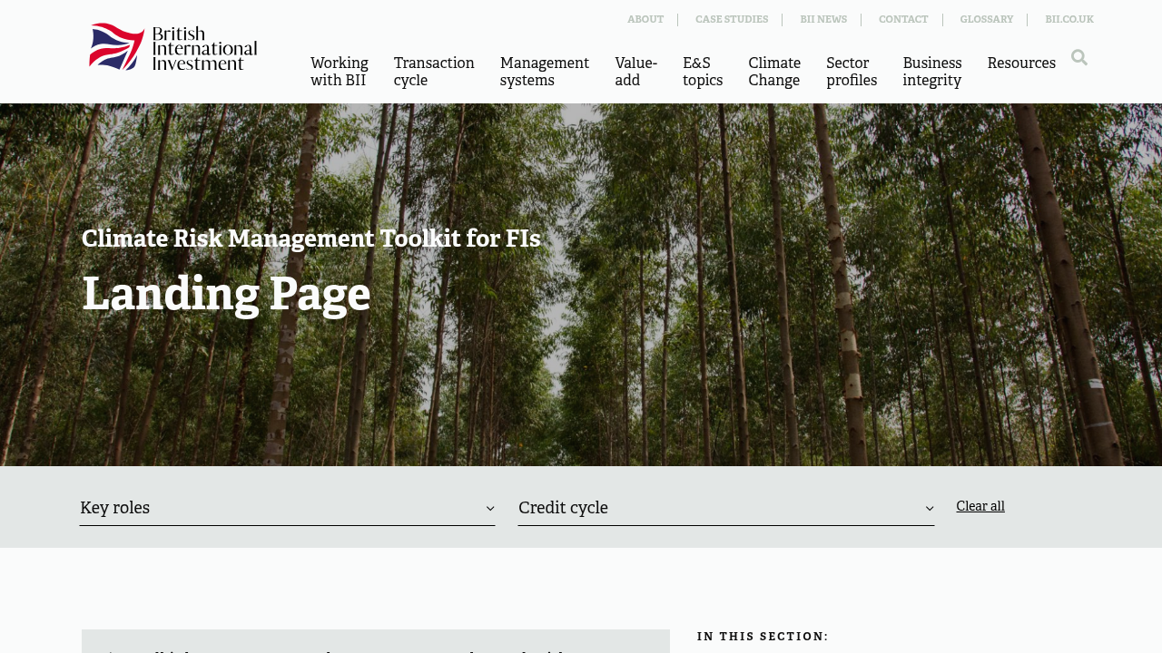 Climate Risk Management Toolkit for Financial Institutions