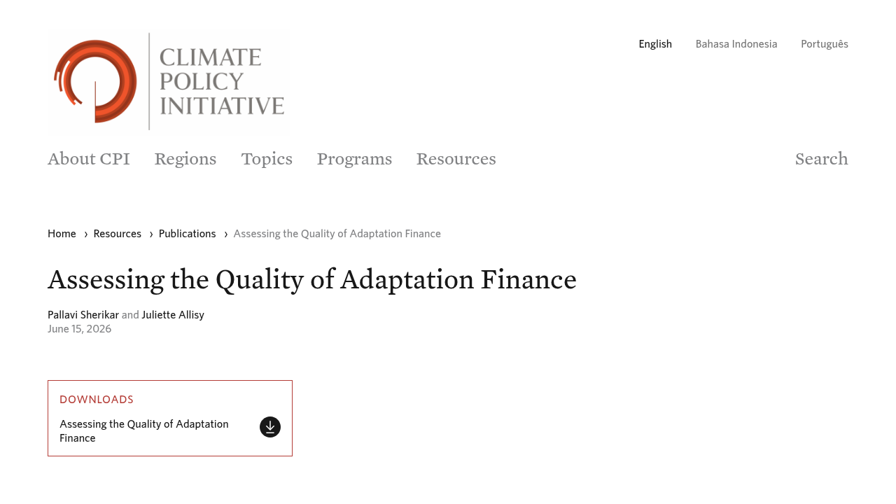 Climate risks are economic risks: Adaptation outcomes for Financial Institutions