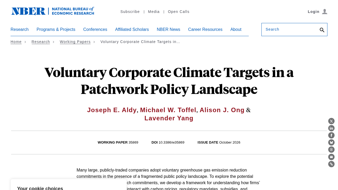 Voluntary Corporate Climate Targets in a Patchwork Policy Landscape