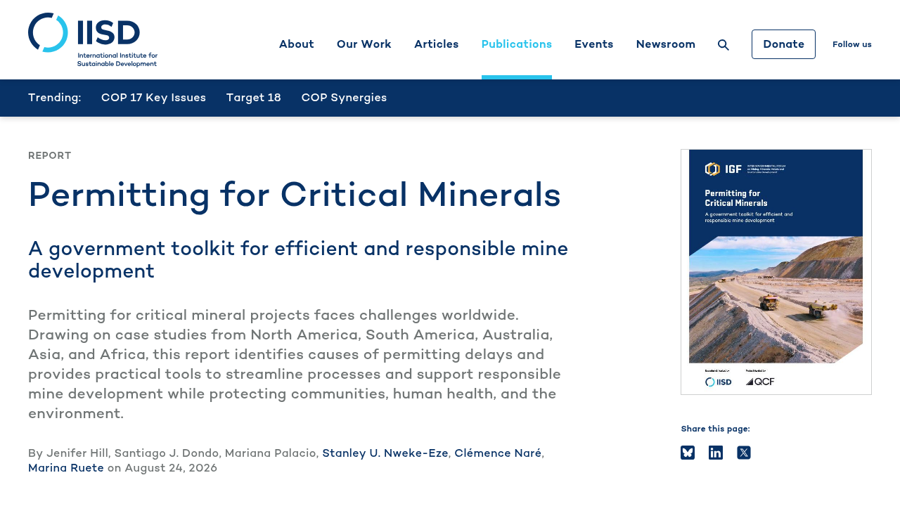 Preventing Delays to Permitting for Critical Mineral Projects
